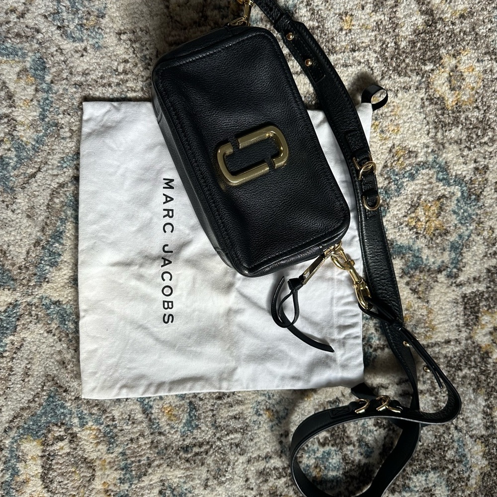Marc Jacobs Black Crossbody Bag with Gold Accents